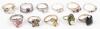 Eleven (11) Ladies Rings all in Sterling Silver most with Semi-Precious Stones or Lab Grown Stones