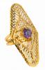 Ladies Striking, 22K Yellow Gold Filigree Ring with a Round Brilliant Cut Amethyst