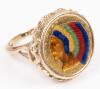 Ladies Striking, Reproduction 22K $5 Gold Piece with Expert Enamel Highlights to the Headdress set in 14K Yellow Gold Mount