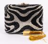 Judith Leiber Black and White Swarovski Crystal Evening Bag with Chain Strap and Comb - 2
