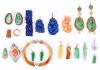 Collection of Jade, Lapis and Coral Jewelry in Sterling Silver 20 Pieces Total