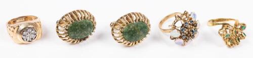 Three Rings Various Karat Weight from 10K to 18K Yellow Gold + 2 Silver Coins