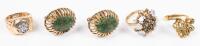 Three Rings Various Karat Weight from 10K to 18K Yellow Gold + 2 Silver Coins