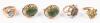 Three Rings Various Karat Weight from 10K to 18K Yellow Gold + 2 Silver Coins
