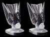 Ren&Atilde;&copy; Lalique Pair of Swallow (Hirondelles) Crystal Bookends; Mint, Never Displayed, Each with Original Stickers and Etched Lali