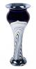 Monumental Correia Vase Signed by the Artist: Pulled Feather Art Glass in Silver and Cobalt Blue, Retired 14.75" Tall