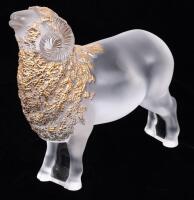 Outstanding Vintage Lalique Crystal Glass Sculpture of a Majestic Ram with Gilt Gold Accents. Very Scarce