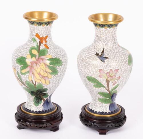 Two Matching Late 20th Century Chinese Cloisson&Atilde;&copy; Vases with Individual Stands