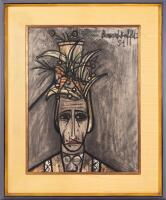 Bernard Buffet. "Travesti" Vintage 1950s Color Offset Lethograph #130/300