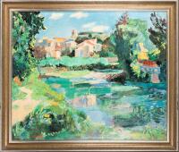Louis Berthomm&Atilde;&copy; Saint-Andr&Atilde;&copy;. "Le Village en Saintes France" Original Oil on Canvas.