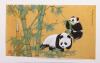 Original Seal and Calligraphy Untranslated. "Pandas" Watercolor Painting on Silk