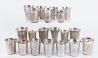 20 Russian, 84 Zolotnik Silver Kiddush Cups, All 19th Century in Good to Very Good Conditon