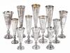 Collection of Twelve (12) Russian Kiddush Cups 84 Silver, 19th Century in Classic Trumpet Designs