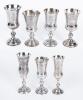Seven (7) Russian 84 Silver Kiddush Cups All Having Wonderful Engravings with One a Particular Stand Out.