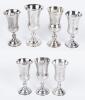 Seven Stemmed 84 Silver Russian Kiddush Cups Mostly 20th Century and all Quite Appealing
