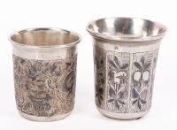 Two Outstanding Imperial Russian, Beaker Style Kiddush Cups both Hallmarked Middle 1850's, 84 Silver of Exceptional Quality