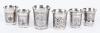 Six Large Russian Kiddush Cups, All 84 Silver Each Having Wonderful Engravings and Five with Expert Niello Inlays