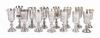 14 Stemmed Kiddush Cups, All 84 Silver, Mix of 19th and 20th Century in Overall Excellent Condition