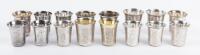Collection of 14, Medium Sized, Imperial Russian Kiddush Cups, 84 Zolotnik. There are Matching Cups and Two Single Cups of Note