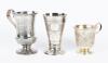 Two Antique Christening Tankards from Russia of Quality and One Unusual Beaker Style Kiddush Cup all Three 19th Century, 84 Silv