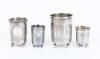 Four 19th Century 84 Silver Footed Kiddush Cups all with Fine Engravings one Especially Unique