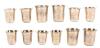 6 Small 84 silver Kiddish Cups Including a Fine Set of Four Impeccably Engraved Cups in Gilt Gold and a Pair From the Same Silve