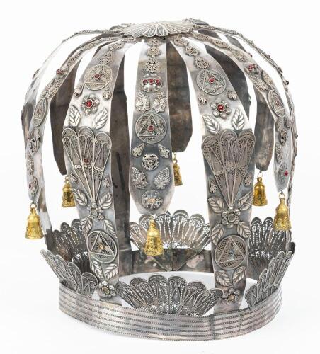 Bezalel School Sterling Silver Torah Crown (Keter Torah), Jerusalem, Circa 1920