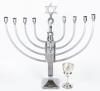 Inscribed Wartime Menorah Presented to Jewish U.S. Service Members, 1943 + Sterling Silver Kiddush Cup WWII Memorial to Fallen S