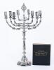 Plated Silver Menorah with Accompanying Hebrew Prayer Book