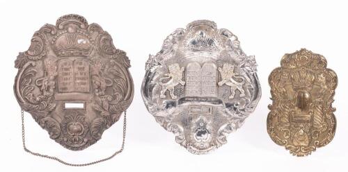 Group of Three Antique Silver Torah Breastplates, 19th-20th Century