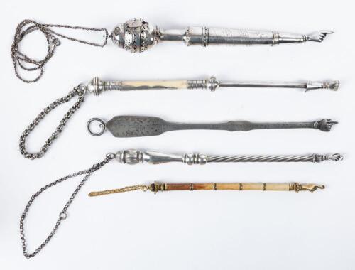 Group of Five Torah Pointers and Accessories, 19th&acirc;&euro;&ldquo;20th Century