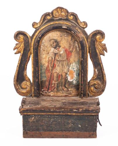 Outstanding 18th Century Continental Charity or Alms Box with Original Painted Figure Likely of Moses