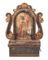 Outstanding 18th Century Continental Charity or Alms Box with Original Painted Figure Likely of Moses