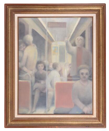 Metro Interior Scene, in the Style of George Tooker