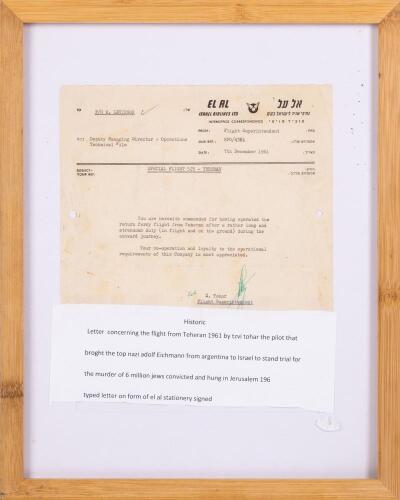 El Al Tehran Stopover Ephemera, Eichmann Era