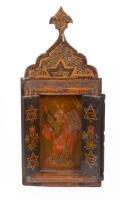Persian Miniature Torah Ark with Painted Doors