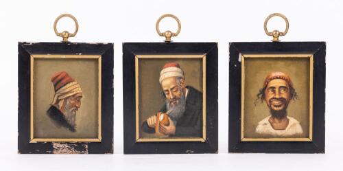 Three Miniature Oil Portraits of Jewish Figures, ca. 1920