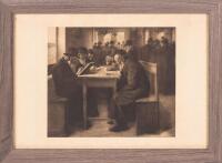 Lazar Krestin (Austrian, 1868-1939). Synagogue Interior, signed engraving, 1912.