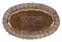 Silver Presentation Plate with Hebrew Dedication, Ramla, 1988