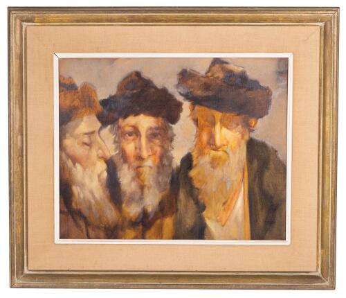 Three Rabbis Wearing Streimels - Oil on Canvas, Signed, Mid-20th Century, Charles Bragg