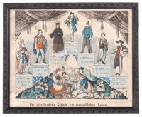 German Satirical Broadside Depicting Social Estates, Antisemitic Content, 19th Century