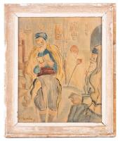 Illeshore - Interior of a Tunisian Synagogue, Signed Watercolor