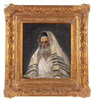 Rabbi Wearing a Kittel for Yom Kippur - Oil Portrait, Early-Mid 20th Century
