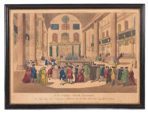 French Purim Synagogue Interior Engraving, 18th Century