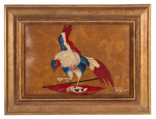 Miniature Painting on Leather with French Patriotic Motif