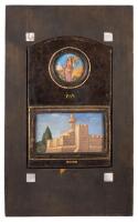 Tower of David and Ruth, Bezalel-Style Watercolor with Pearl Inlay