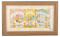 Hand-Colored Purim Celebration Panel, circa 1920-1940
