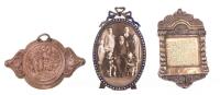 Three Piece Judaica Group &acirc;&euro;&ldquo; Framed Family Photograph, Mezuzah & Bezalel-Style Relief
