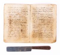 Italian Shechita Manuscript with Ritual Knife, Early 19th Century