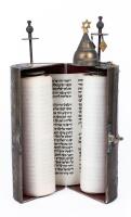 Sephardic Brass Torah Tik with Relief Decoration